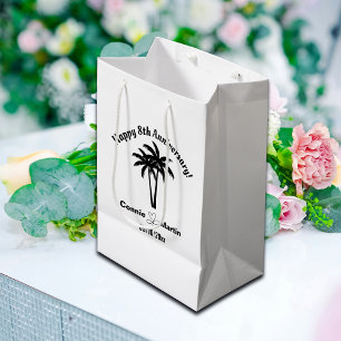 8th Wedding Anniversary Palm Trees Medium Gift Bag