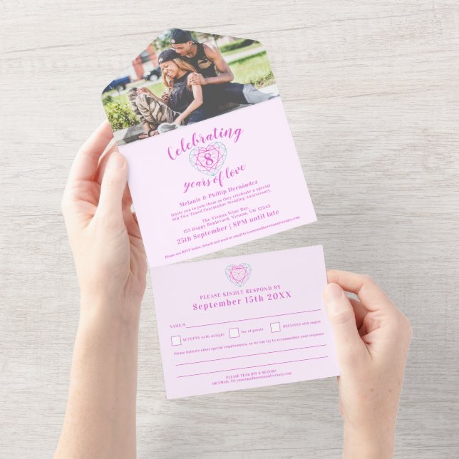 8th wedding anniversary RSVP two-toned tourmaline All In One Invitation (Tearaway)