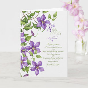 8th Wedding Anniversary Sentimental Clematis Vine Card