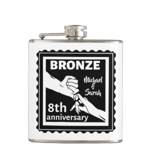 8th wedding anniversary traditional gift bronze hip flask