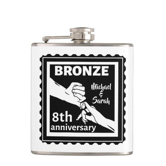 8th wedding anniversary traditional gift bronze hip flask | Zazzle.com.au