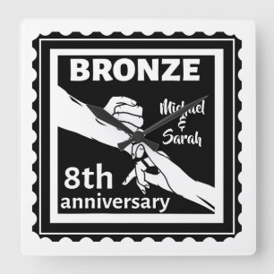 8th wedding anniversary traditional gift bronze square wall clock