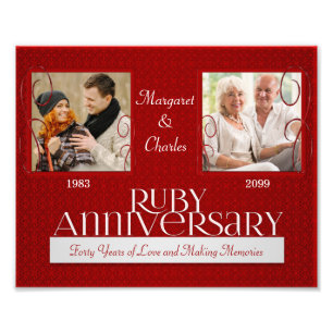 8x10 40th Ruby Annivsersary Photo Collage Print