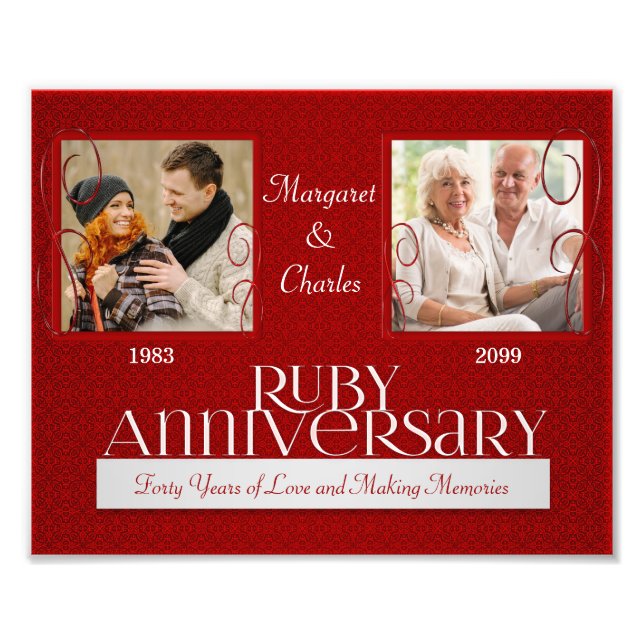 8x10 40th Ruby Annivsersary Photo Collage Print (Front)