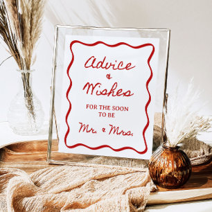 8x10" Advice and Wishes Handwritten Bridal Shower Poster