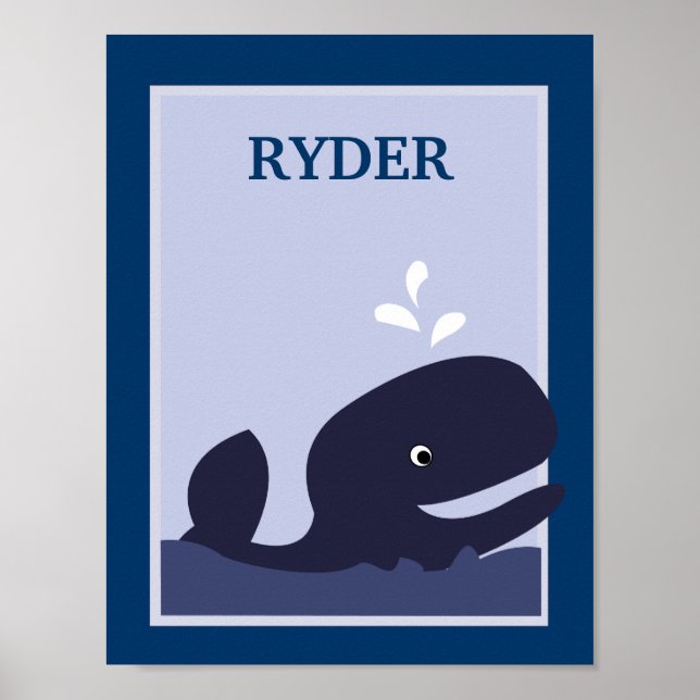 8X10 Ahoy Mate Whale Nautical Nursery Art Print (Front)