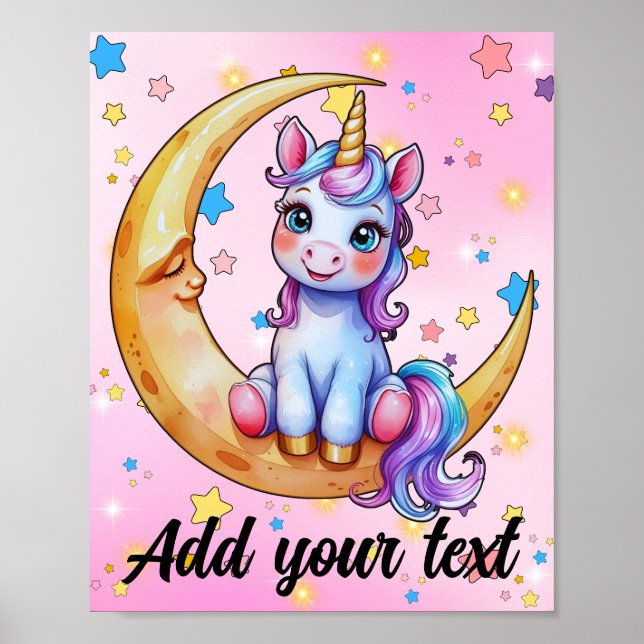 8x10 Baby Unicorn Moon Poster (Front)