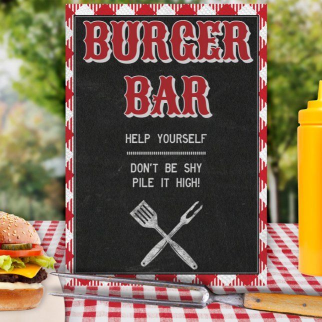 8x10 Backyard BBQ Birthday Burger Bar Table Sign (Creator Uploaded)