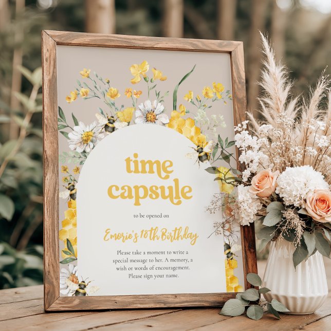 8x10 Bee Birthday Time Capsule Sign (Creator Uploaded)