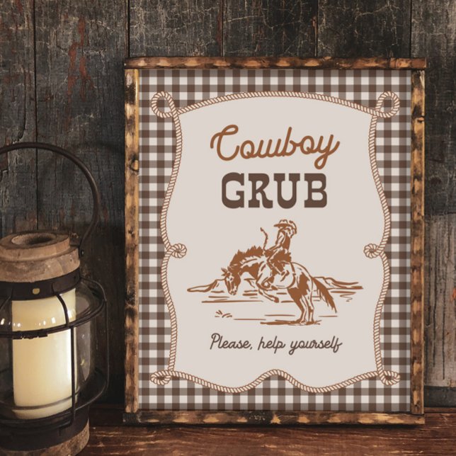 8x10 Brown Gingham Cowboy Grub Sign (Creator Uploaded)
