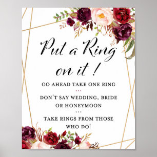 8x10" Burgundy Boho Floral Bridal Shower Sign