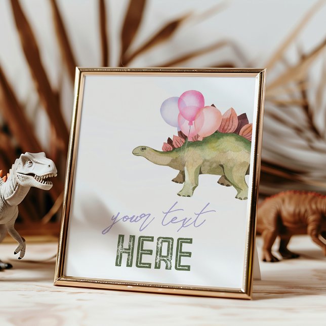 8x10 Editable Girl's Dinosaur Party Sign (Creator Uploaded)