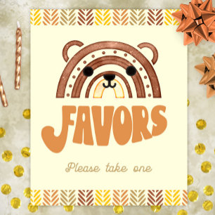8x10 Favours Boho Woodland Bear Birthday Poster