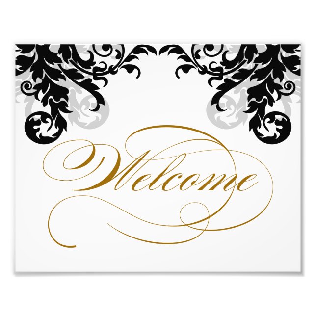 8x10 Flourish Wedding Welcome Sign for Framing (Front)