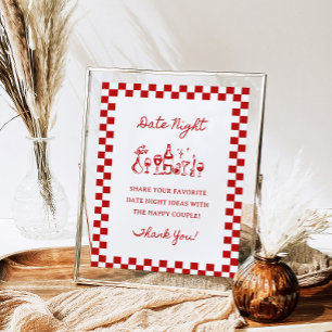 8x10" Handwritten Wavy Border Date Night Ideas Poster