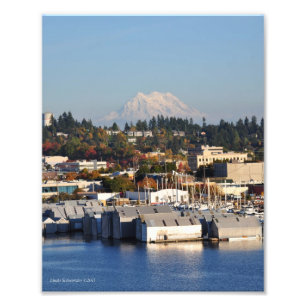 8X10 Mount Rainier from Downtown Olympia Photo Print