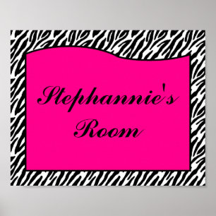 8x10 Name Wall Art Hot Pink Zebra Animal Print