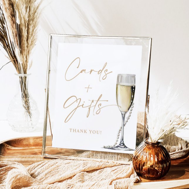8x10" Pearls And Prosecco Cards and Gifts Sign (Creator Uploaded)