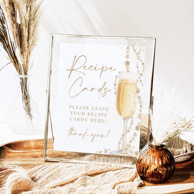 8X10" Pearls & Prosecco Bridal Recipe Cards Sign (Creator Uploaded)