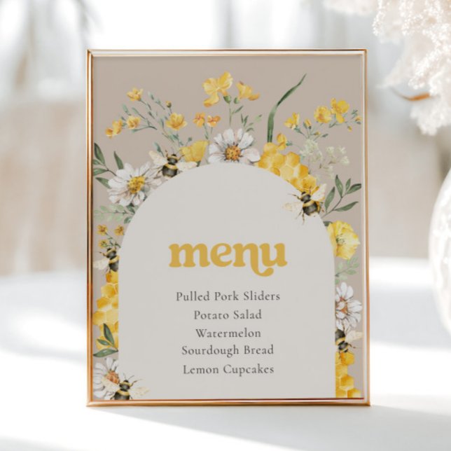 8x10 Printed Wildflower Bee Menu Sign (Creator Uploaded)