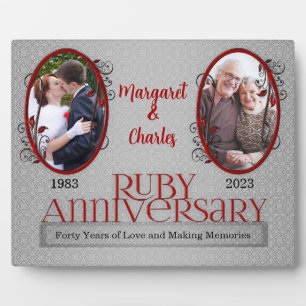 8x10 Ruby 40th Wedding Anniversary Photo Plaque
