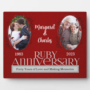 8x10 Ruby 40th Wedding Anniversary Photo Plaque