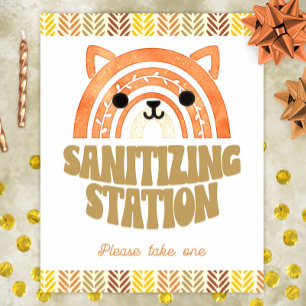 8x10 Sanitizer Station Boho Woodland Fox Birthday Poster