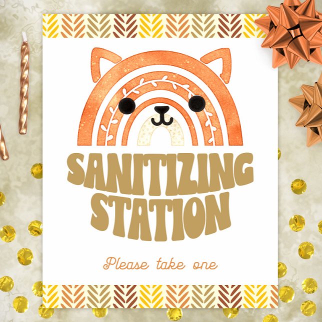 8x10 Sanitizer Station Boho Woodland Fox Birthday Poster (Creator Uploaded)