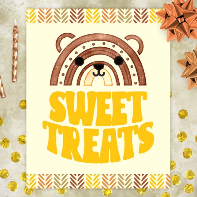 8x10 Sweets Boho Woodland Bear Birthday Desserts Poster (Creator Uploaded)