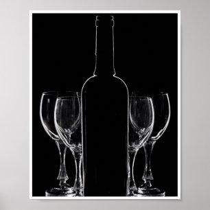8X10 Wine Bottle and Glasses Wall Art