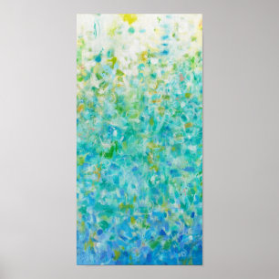 8x16 Abstract Turquoise Blue Light Yellow Print