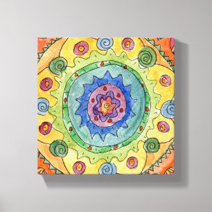 8x8 Rainbow Mandala Premium Stretched Canvas Print