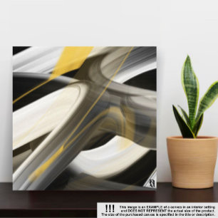 8x8" Trend Abstract Art Canvas Black White Gold Print
