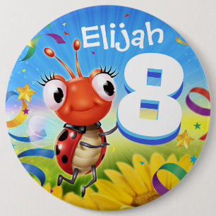 8yrs Custom birthday badge Little Ladybug range