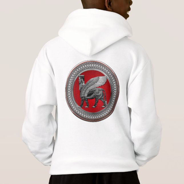 [900] Assyrian Winged Bull: Silver & Black Lamassu (Back)