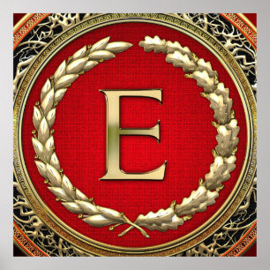 [900] “E” Gold Vintage Monogram Poster