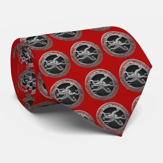 [900] Sacred Silver Octopus in Defensive Posture Tie (Rolled)