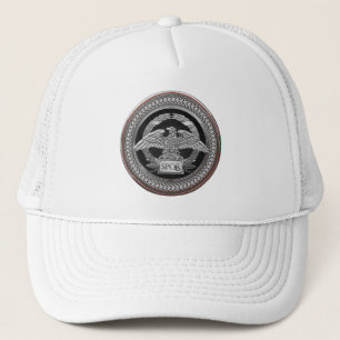 [900] Silver Roman Imperial Eagle over Medallion Trucker Hat