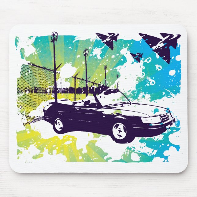 900 turbo convertible grunge mousepad  in blue (Front)