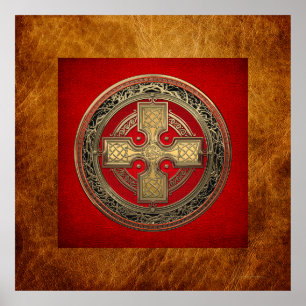 [901] Ancient Celtic Sacred Gold Knot Cross Poster