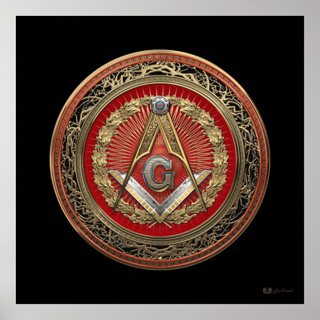 [901] Master Mason - Gold Square & Compasses Poster (Front)
