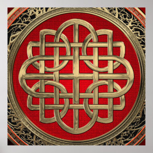 [901] Sacred Celtic Gold Knot Cross Poster