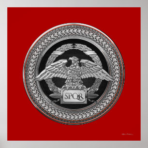 [901] Silver Roman Imperial Eagle over Medallion Poster