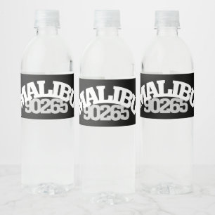 90265 Malibu California Zip Code Pacific Coast Hwy Water Bottle Label