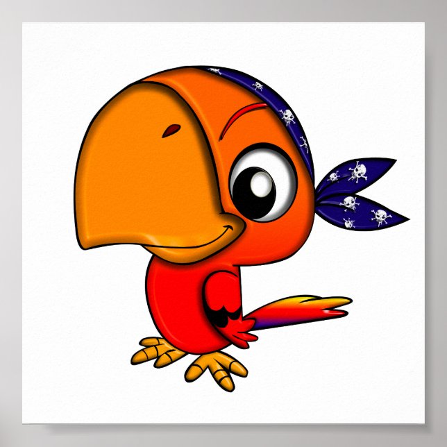 906 CUTE CHEEKY PIRATE PARROT CARTOON POSTER (Front)