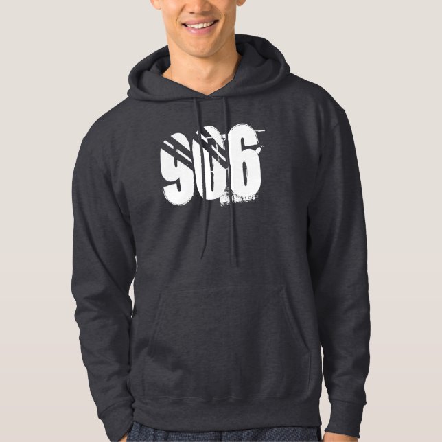 "906" Dark Grey Upper Peninsula hoodie (Front)