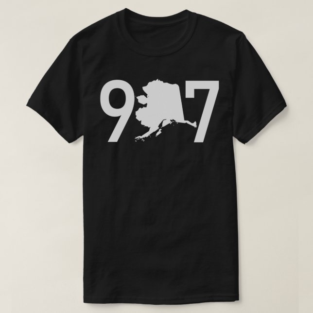 907 Alaska Phone Area Code Map Silhouette Cool Pul T-Shirt (Design Front)