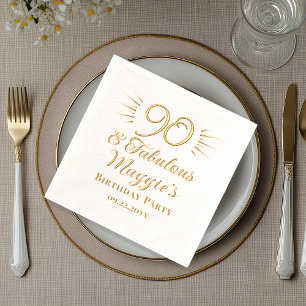 90 and Fabulous 90th Birthday Party Foil Napkins