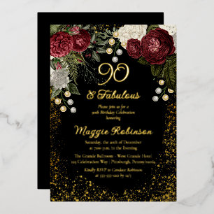 90 and Fabulous Glam Rose Floral Birthday Party