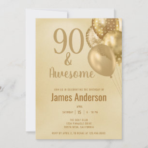 90 and Fabulous Mens Birthday Invitation